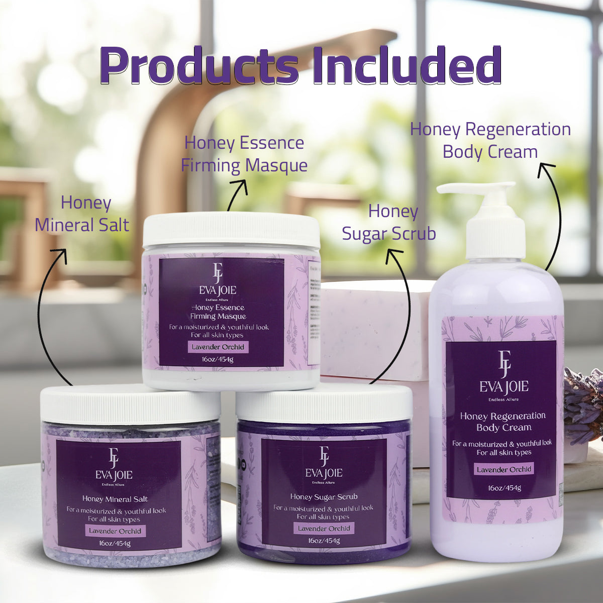 Eva Joie, Lavender Orchid Spa Set, Regular Sizes
