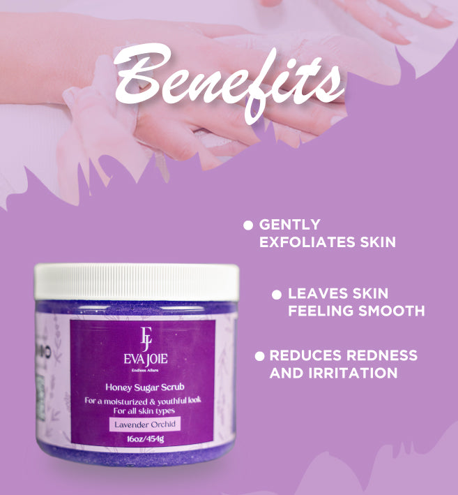 Honey Sugar Scrub – Lavender Orchid 16 oz